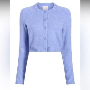 NWT•Cinq à Sept•Millie Rhinestone Smiley Cropped Cardigan•Women's•Pale Iris